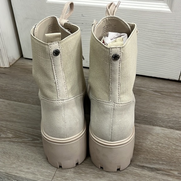 Steve Madden Zanet Bone Suede Lug Sole Lace Up Booties combat Boots Size 10 - Picture 5 of 10